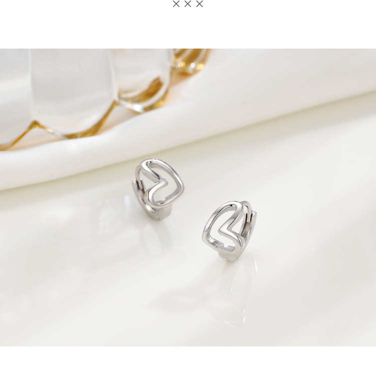 Fashion Heart Shape Sterling Silver Plating Earrings 1 Pair