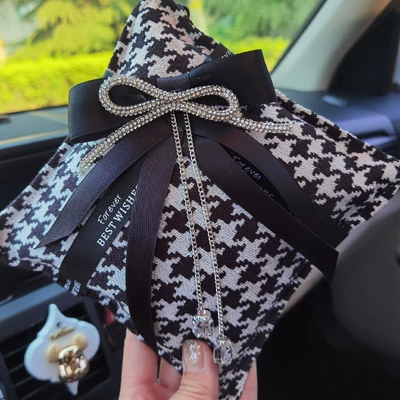 Aktiv kömürlü qoxu uducular houndstooth dried flower aromatherapy car - houndstooth-square-hanging