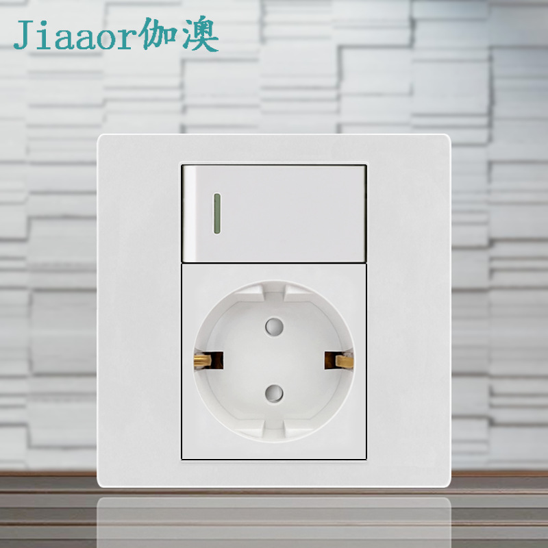 Type 86 European standard switch socket panel dual USB+type C European standard 2-hole TV telephone computer plug concealed installation