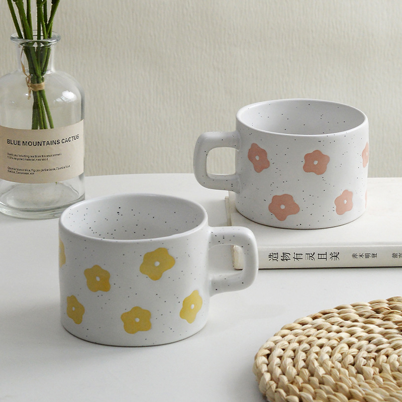 Taza de flores taza de café dulce o salado taza de cerámica taza de marca de oficina casa taza de agua taza de pareja taza de menú