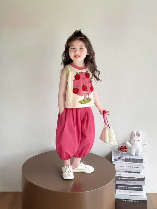 女童夏季套装2025新款超火儿童夏装女宝宝背心裤子薄款两件套炸街|undefined