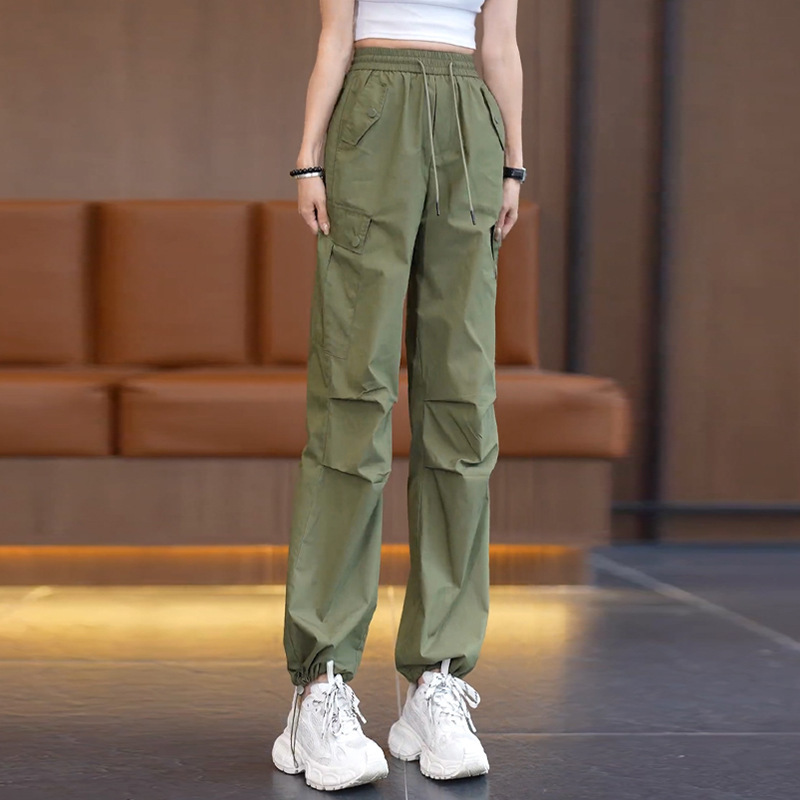 红色美式工装裤女休闲裤2025新款春秋高腰百搭宽松阔腿时尚运动裤|undefined