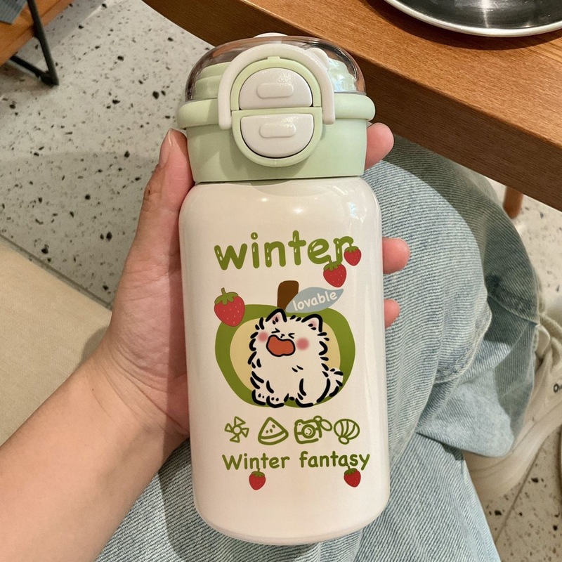 食品级塑料杯ins新款双盖手提大容量吸管可爱高颜值儿童高级水杯|undefined