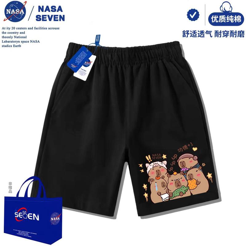 NASA卡皮巴拉纯棉T恤儿童洋气2025夏季新款水豚君短袖男女童上衣|undefined