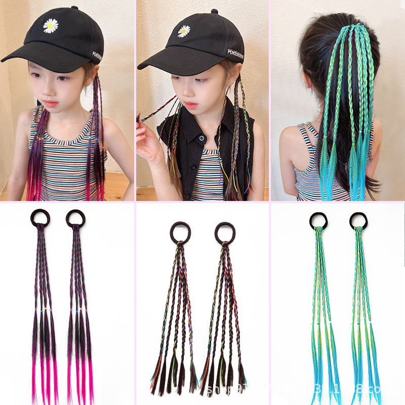 파란색과 녹색 그라데이션 가발 브레이드 헤어 로프 3쌍 세트