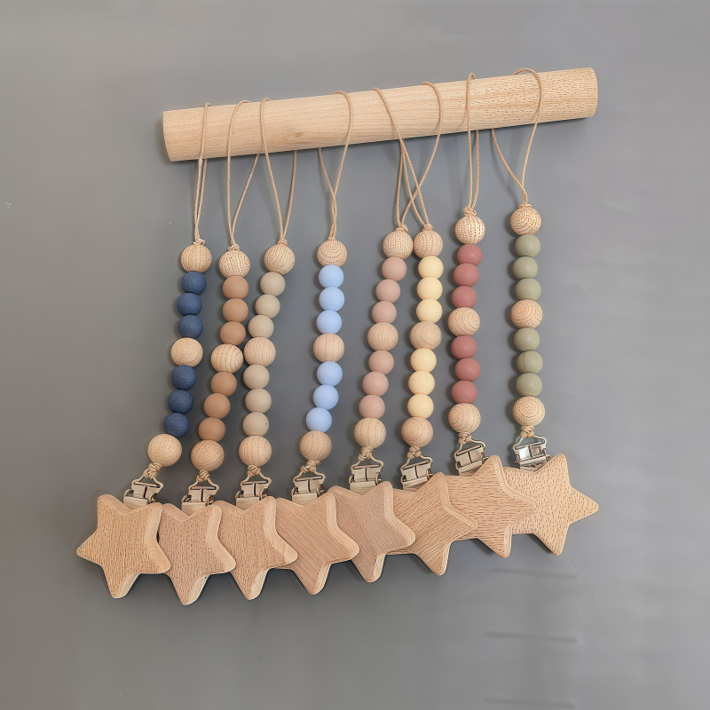 Beech Star Pacifier Anti-drop Chain Baby Stroller Tooth Gum Anti-drop Chain Toy Bite Lanyard Baby Silicone