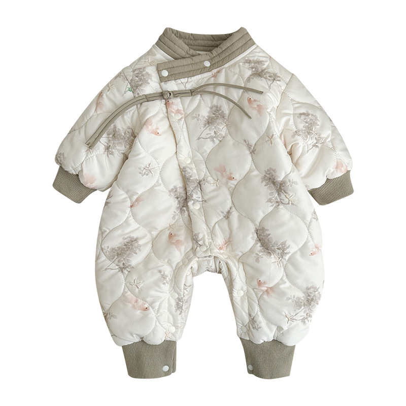 2024 otoño e invierno nuevos productos ropa para gatear para bebés nueva ropa de Año Nuevo para bebés de estilo chino ropa de una pieza acolchada ropa de semana cálida de estilo occidental