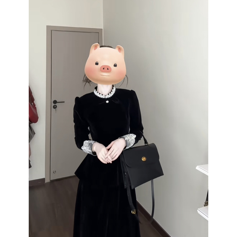 入秋一整套女装2025新款法式千金气质蕾丝拼接上衣半身裙两件套装|undefined