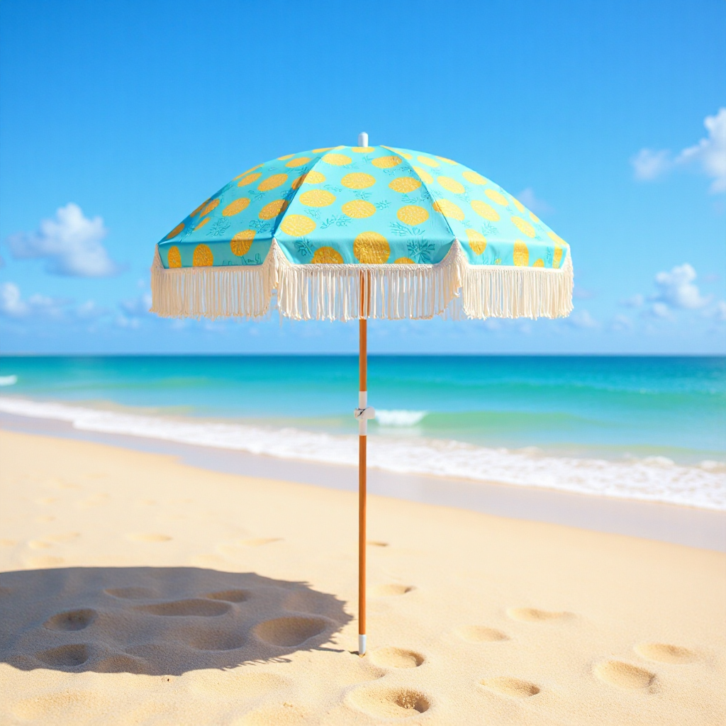 Factory Direct Custom High Quality Large Tassel Wooden Beach Umbrella Variety of Colors