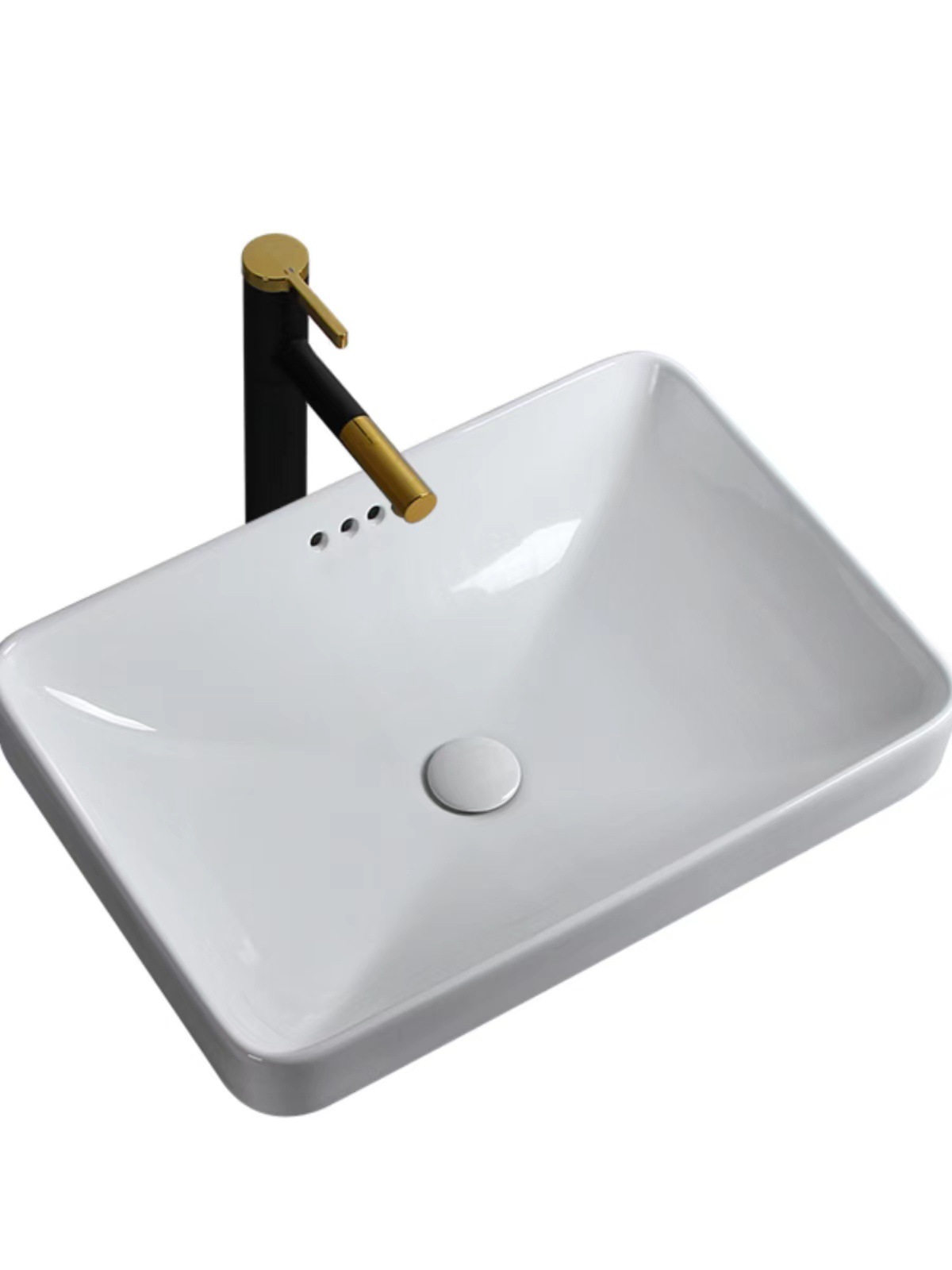 Hotel incrustado Cuenca Superior cuadrado lavabo de gran tamaño baño lavabo de cerámica lavabo Cuenca Media