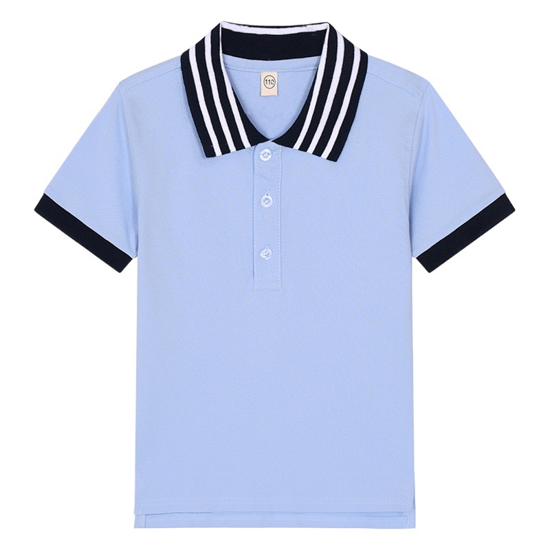 tshirt kids white T-shirt children's polo shirt short-sleeved cotton boys and girls lapel white school uniform Eton same color