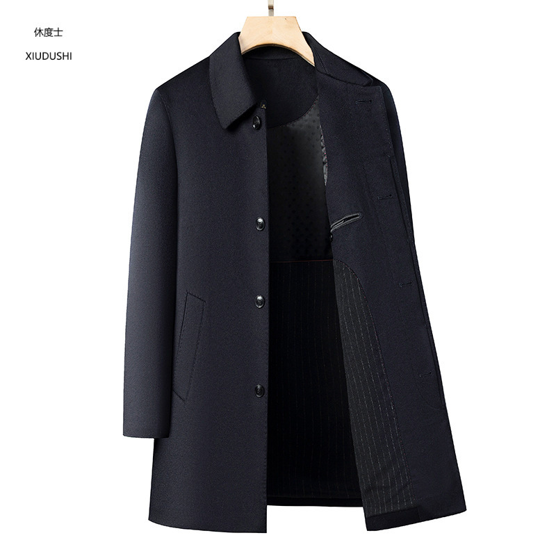 2026 Winter New Style Lapel Single-Breasted Cashmere Wool Coat, Mid-Length, Warm Outerwear, Dropshipping Available