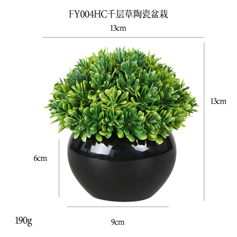 Planta Artificial de Bola Verde en Maceta de Cerámica y Plástico Decorativa para Escritorio