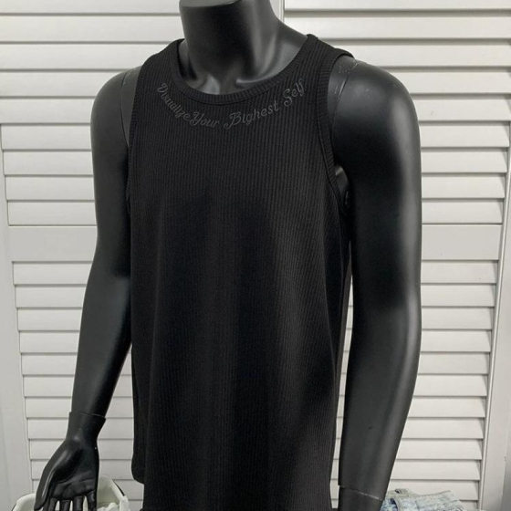 American Heavyweight Embroidered Vest Men's Summer New Textured Sleeveless Shirt Quick-Drying Sports Fitness Vest Top