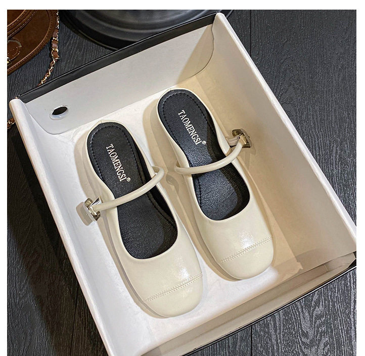 Dép nữ bít mũi Mary Jane quai ngang có khóa, đế bằng tăng chiều cao 3,5 cm — Bạc (nâng cao bên trong), Màu trắng (tăng chiều cao bên trong), Màu đen (tăng bên trong), bạc (dép) chi tiết 19