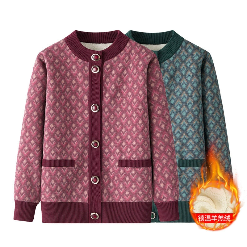 2024 человек среднего и пожилого возраста осеннее и зимнее пальто бабушки свитер кардиган мама вязаный свитер старуха одежда