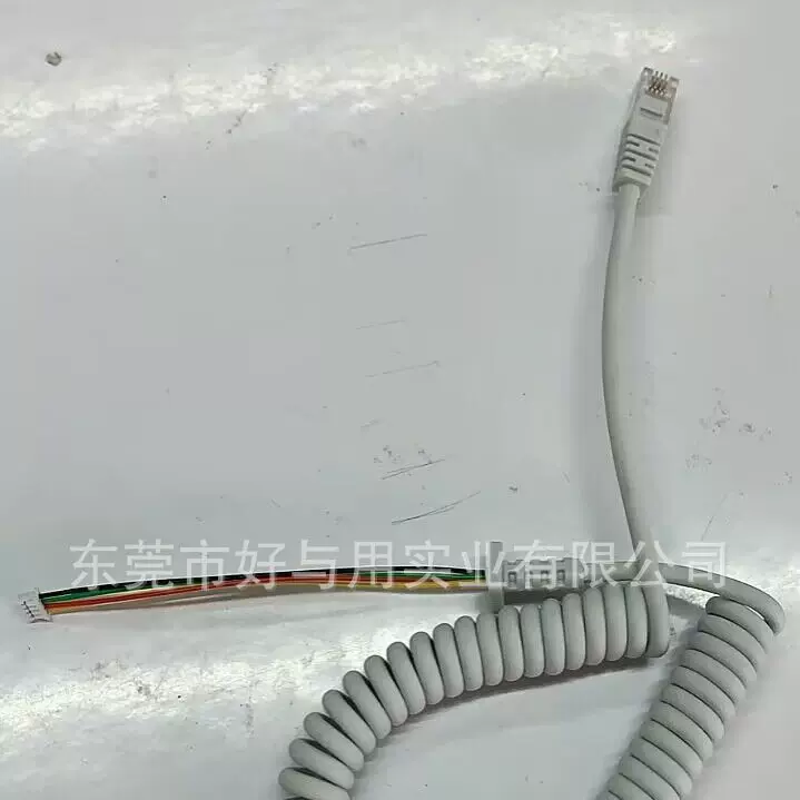 厂家直销制造4芯胎心仪弹性连接线白色镀金水晶头成型纯铜导体