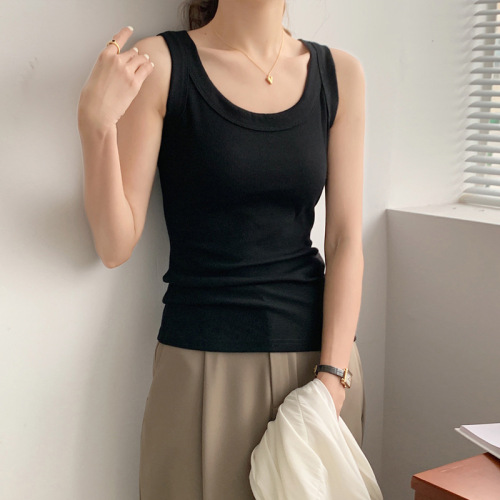 2024 summer new style excellent cotton sports camisole women's outer wear and inner wear slim fit large size versatile bottoming top sleeveless
