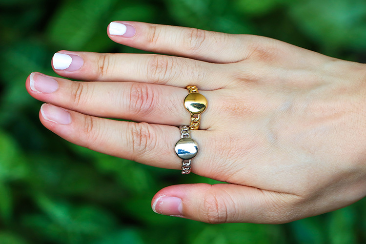 Zircon Inlay Material Wholesale Retro Round Opening Twist Glossy Gold-plated Copper Ring Nihaojewelry