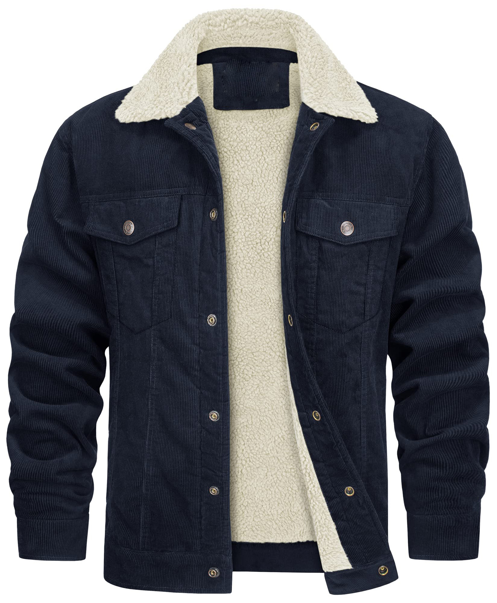 Men's 2024 new corduroy lapel long sleeved plush loose casual men's jacket_voghion.com