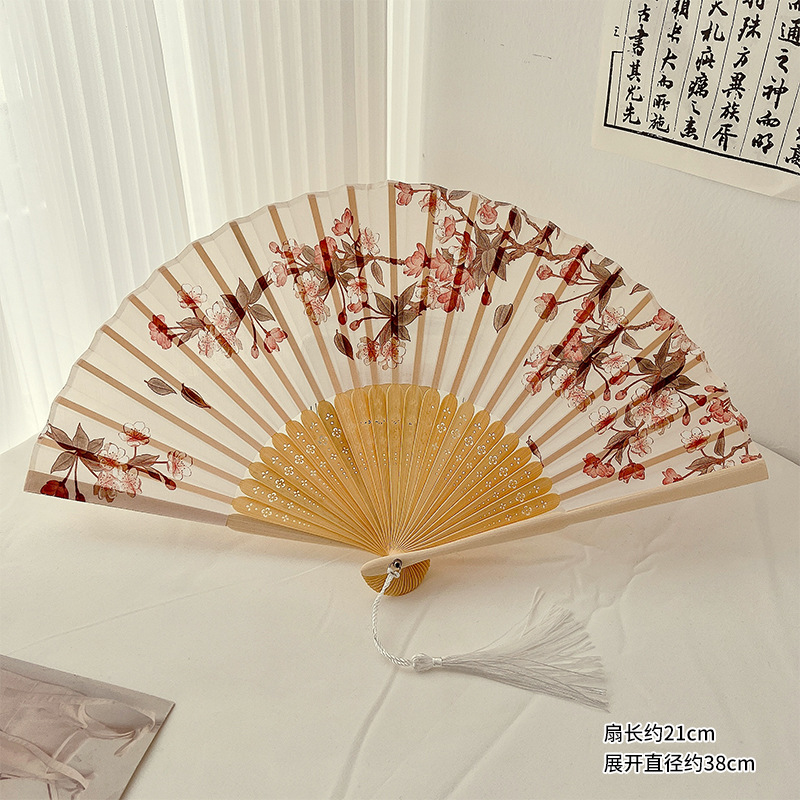 Abanico Plegable Chino Tradicional de Seda y Madera, Plegable y Portátil, para Fotografía Hanfu image 10