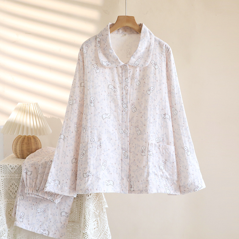 분유 초원 토끼---긴팔 거즈 홈웨어 세트