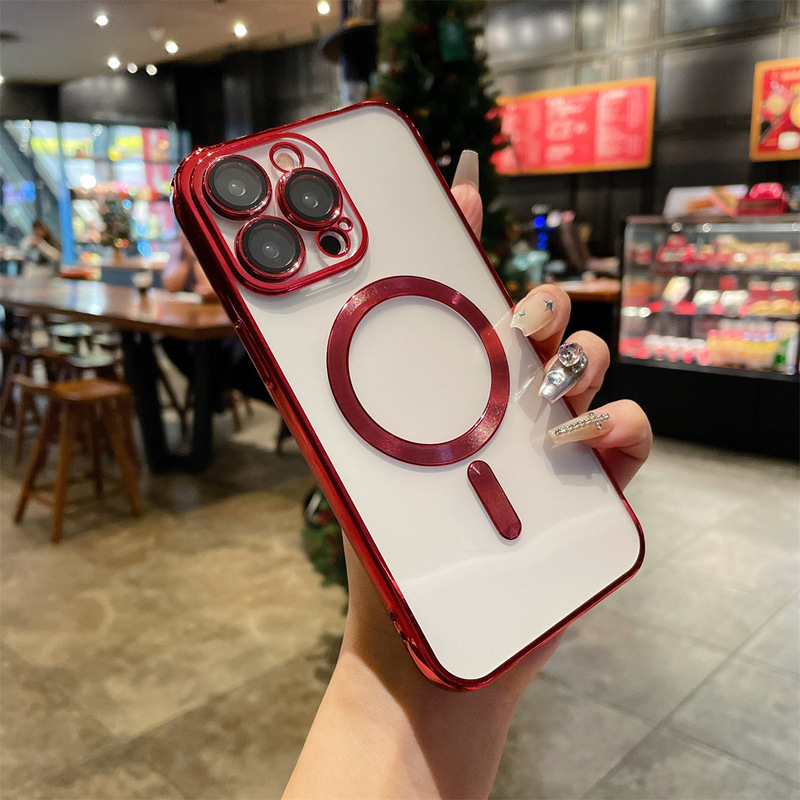 iPhone17電気メッキ携帯電話ケースmagsafe磁気吸着対応Apple16promaxフルカバー透明ケース15|undefined
