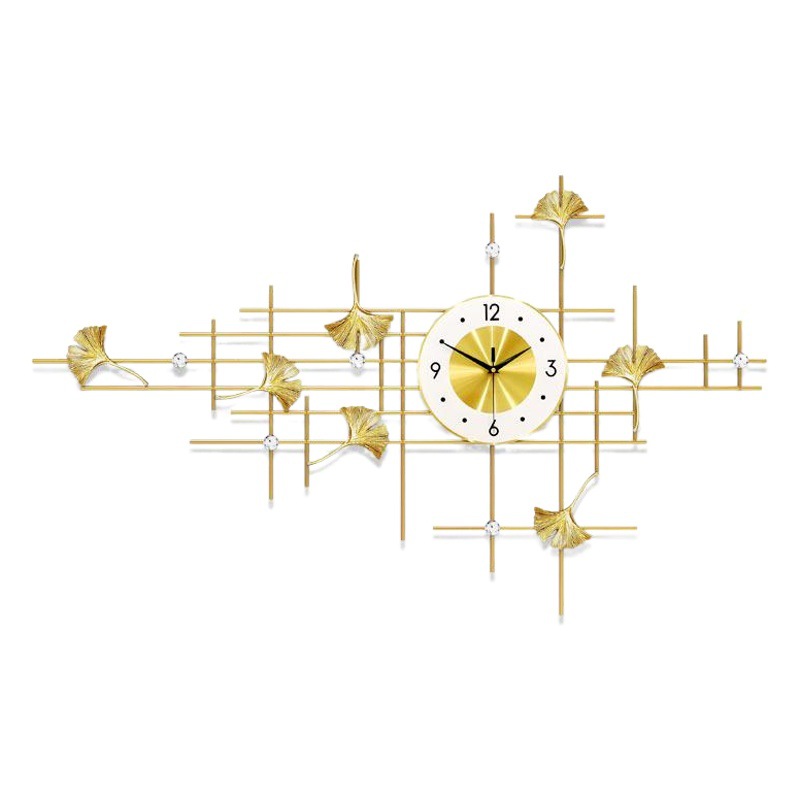 Reloj de pared de lujo ligero de estilo europeo, sala de estar, reloj de decoración del hogar de alta gama, reloj de pared colgante, reloj de restaurante creativo de moda, sin perforación