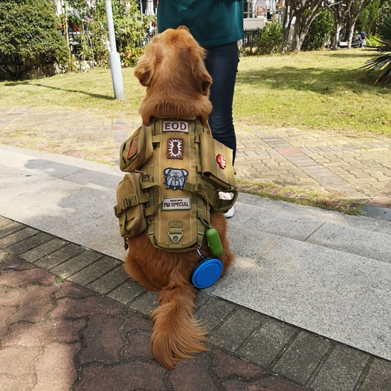 犬服中大型犬タクティカルベストペットゴールデンレトリバーガーデンダウジアストラップリードベストベスト|undefined