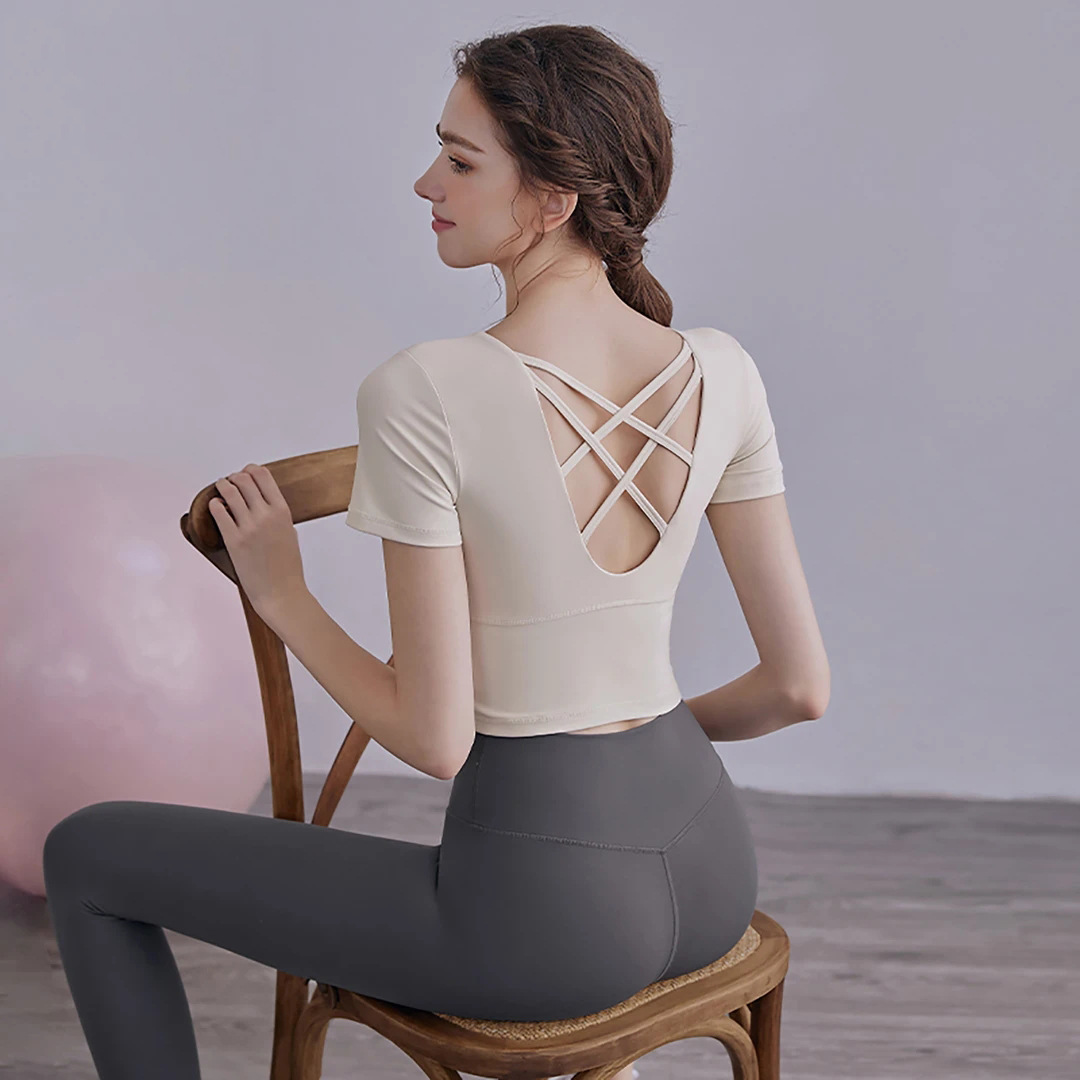 Yoga Clothing Suit for Women, Beautiful and High-End Large Size French Pilates Dance Training Sports Fitness Clothing Tops