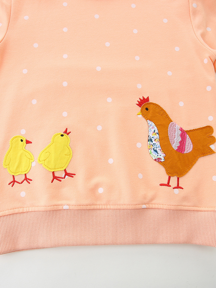 Otoño nuevo estilo europeo y americano camiseta de cuello redondo bordado camiseta de niñas de algodón de punto camiseta de mangas largas para niños image 5