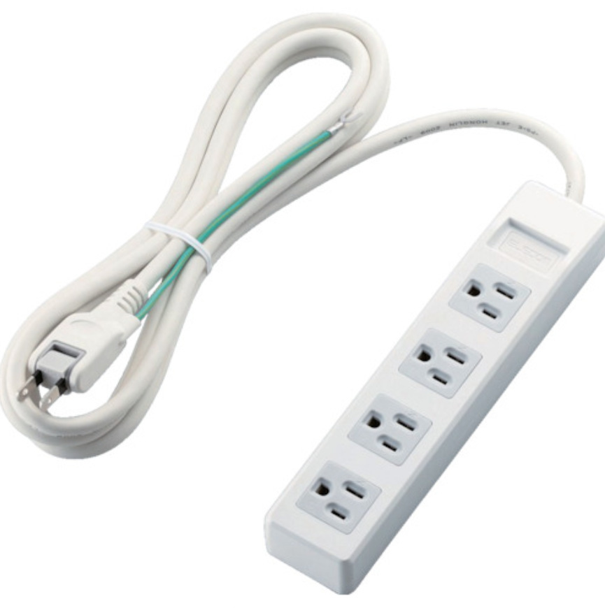 日本elecom宜丽客插排/3pin磁吸插头4孔位线长2.5mT-T1B-3425WH