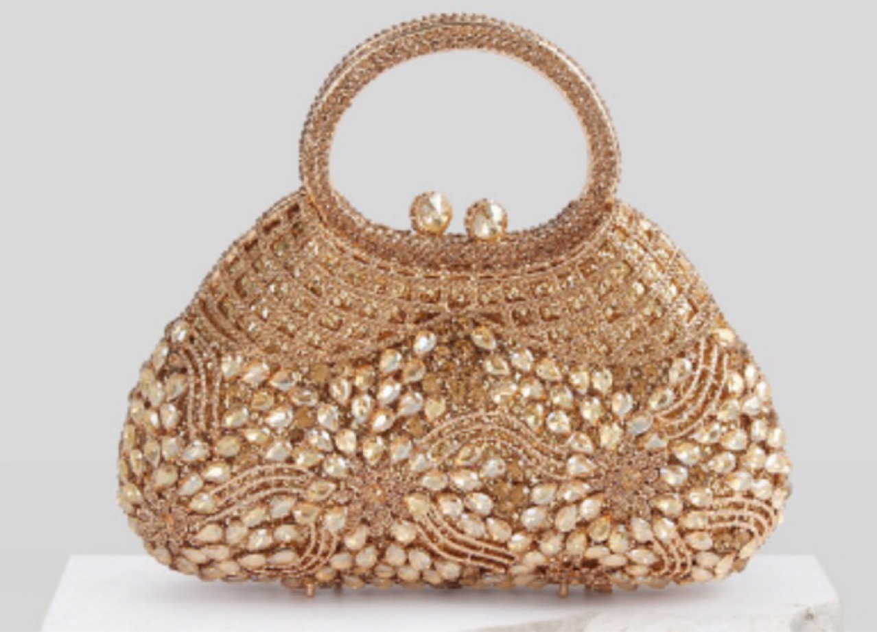 Túi clutch nữ đính đá rhinestone dự tiệc, xách tay kiêm đeo chéo có sức chứa lớn — Đế Vàng Kim Cương chi tiết 10
