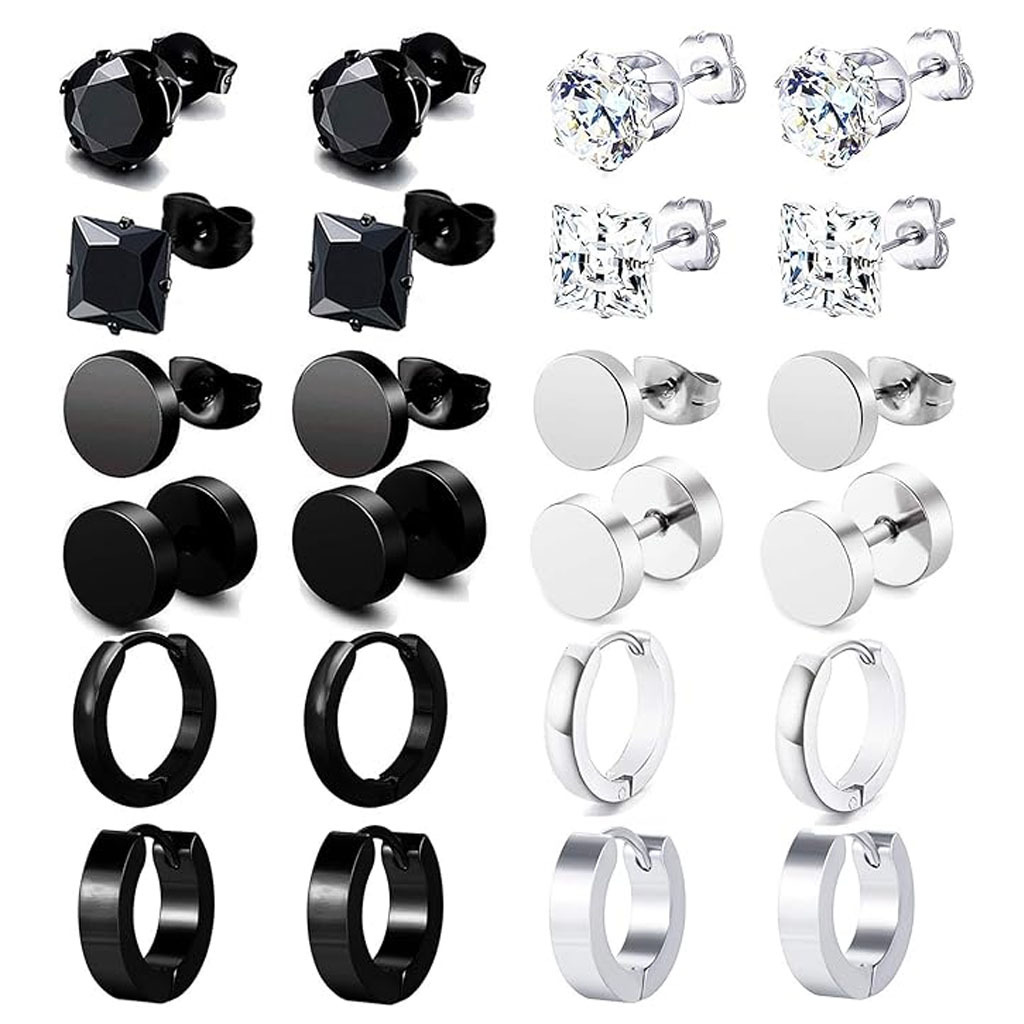 Pendientes de circonita de moda más vendidos de Amazon, aretes, pendientes, juego de aretes de cruz y mancuernas, venta al por mayor de fábrica