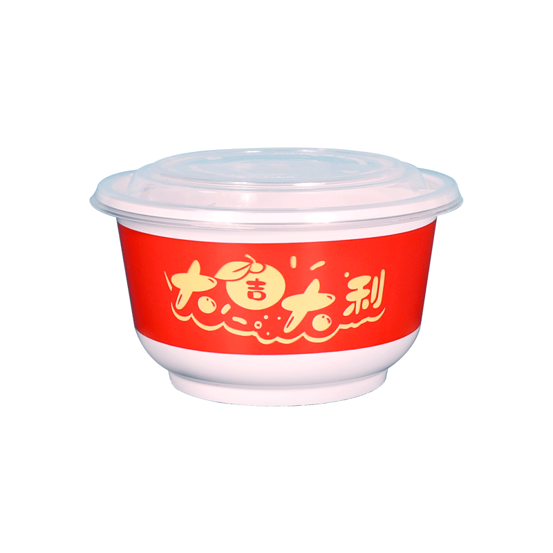 Tazón de arroz desechable rojo impreso doméstico de grado alimenticio, tazón grueso, banquete de bodas de Año Nuevo, tazón de bodas, 100 tazones de sopa