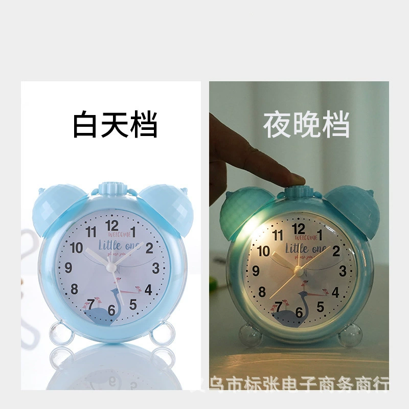 Оптовая Продажа с фабрики 3-дюймовый пластиковый светящийся будильник творческий двойной колокольчик в форме студенческой спальни прикроватная тумбочка подарок