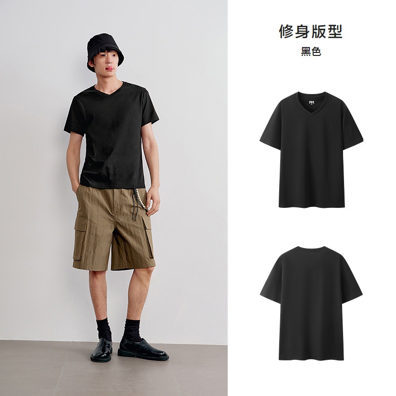 면 100% 블랙 90001 브이넥