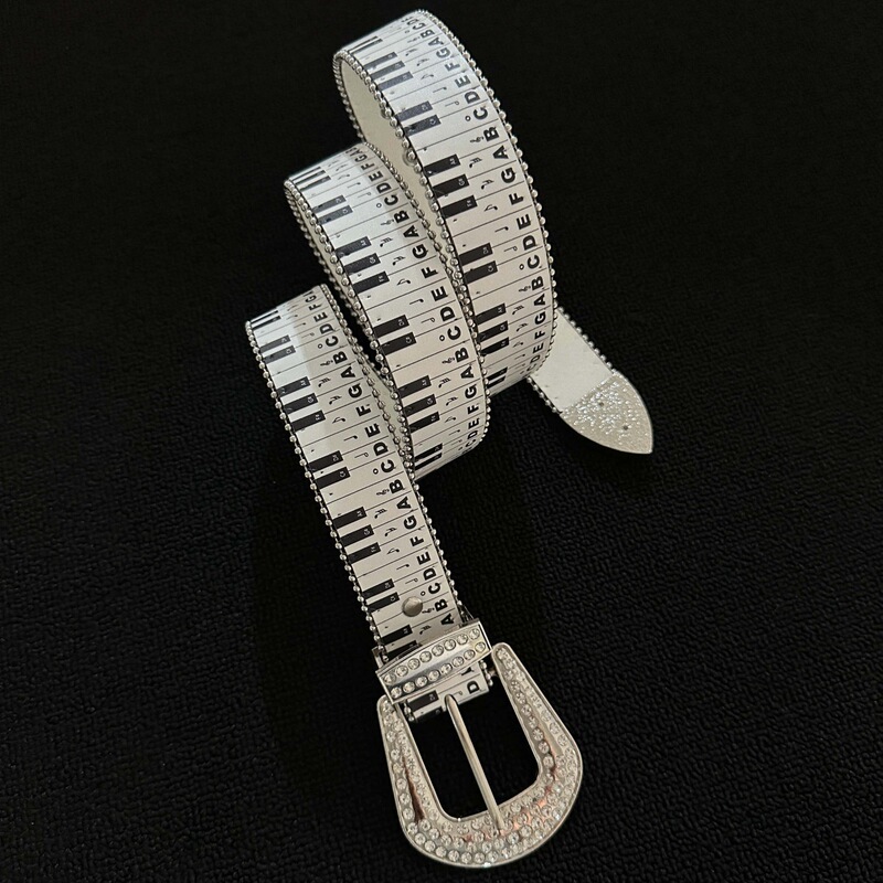 Ainworth Creative Piano Black and White Checkered Belt Fashion Ins Style Accessories Y2K Street Style Unisex Belt Cross-Border