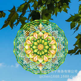 跨境新款3D花朵风力旋转器悬挂式庭院户外独特礼物风铃高级感装饰