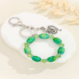 韩版新款个性生肖龙串珠手链钥匙扣钥匙圈 手机 包包钥匙挂件饰品