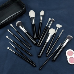 15 pieces of animal hair makeup brush sets commonly used in professional makeup artists makeup schools, real hair makeup tools, complete set