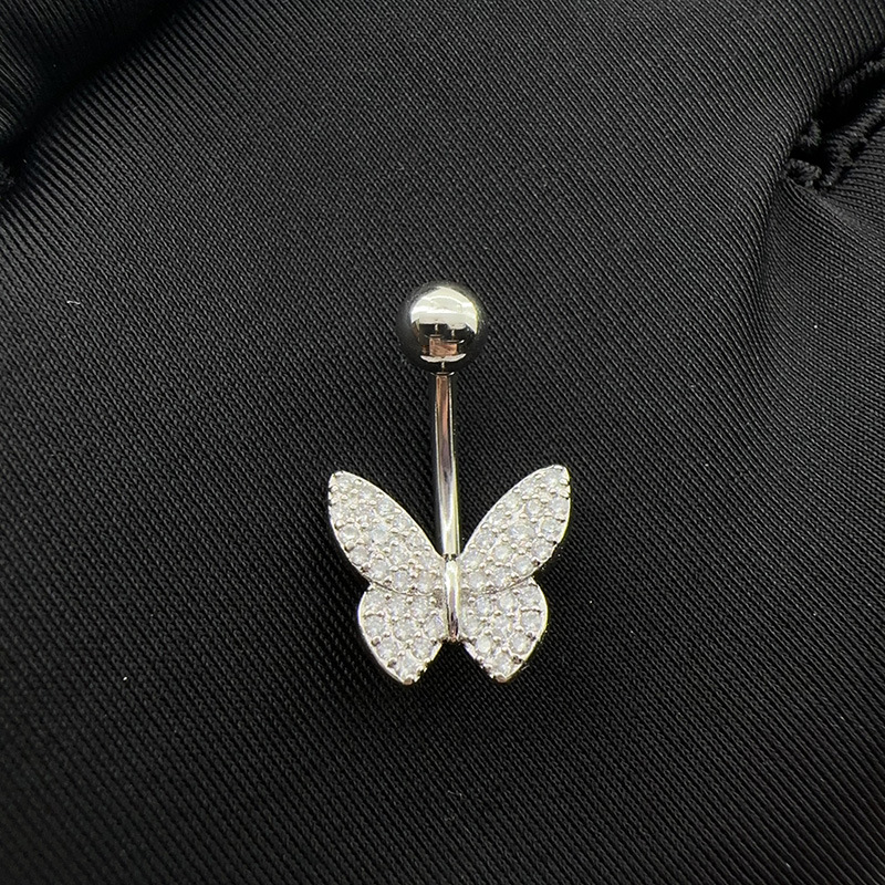 Piercing ombelico farfalla con zirconi e strass elegante_voghion.com