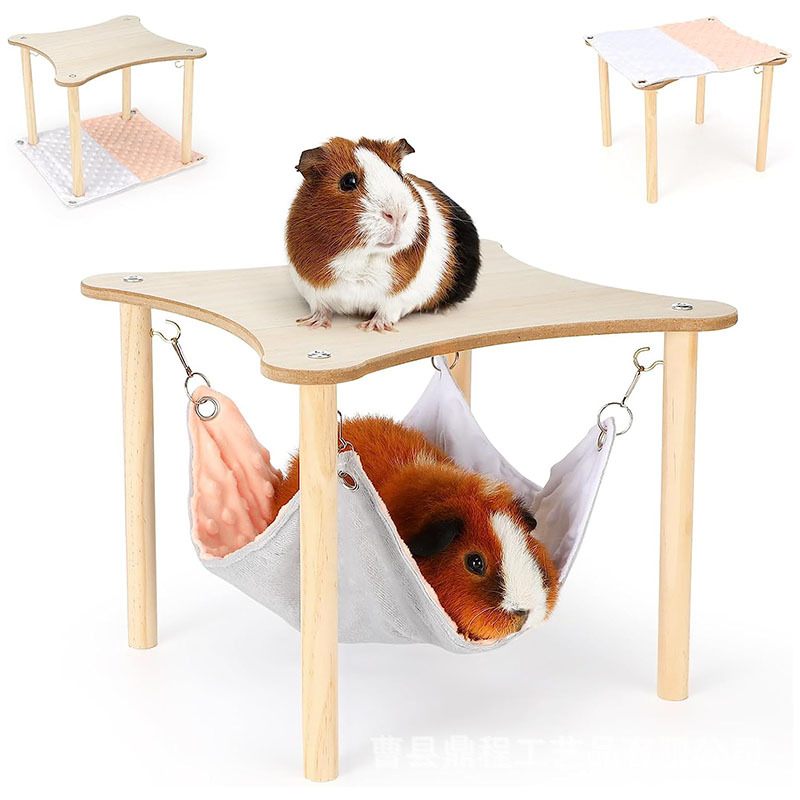 跨境木制仓鼠吊床玩具带挂钩宠物悬挂舒适床木制豚鼠玩具跳台吊床