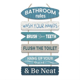 Cross-border Series Wooden Hanging Sign Bathroom Retro Wooden Hanging Sign Wooden Sign Living Room Decoration Crafts Pendant