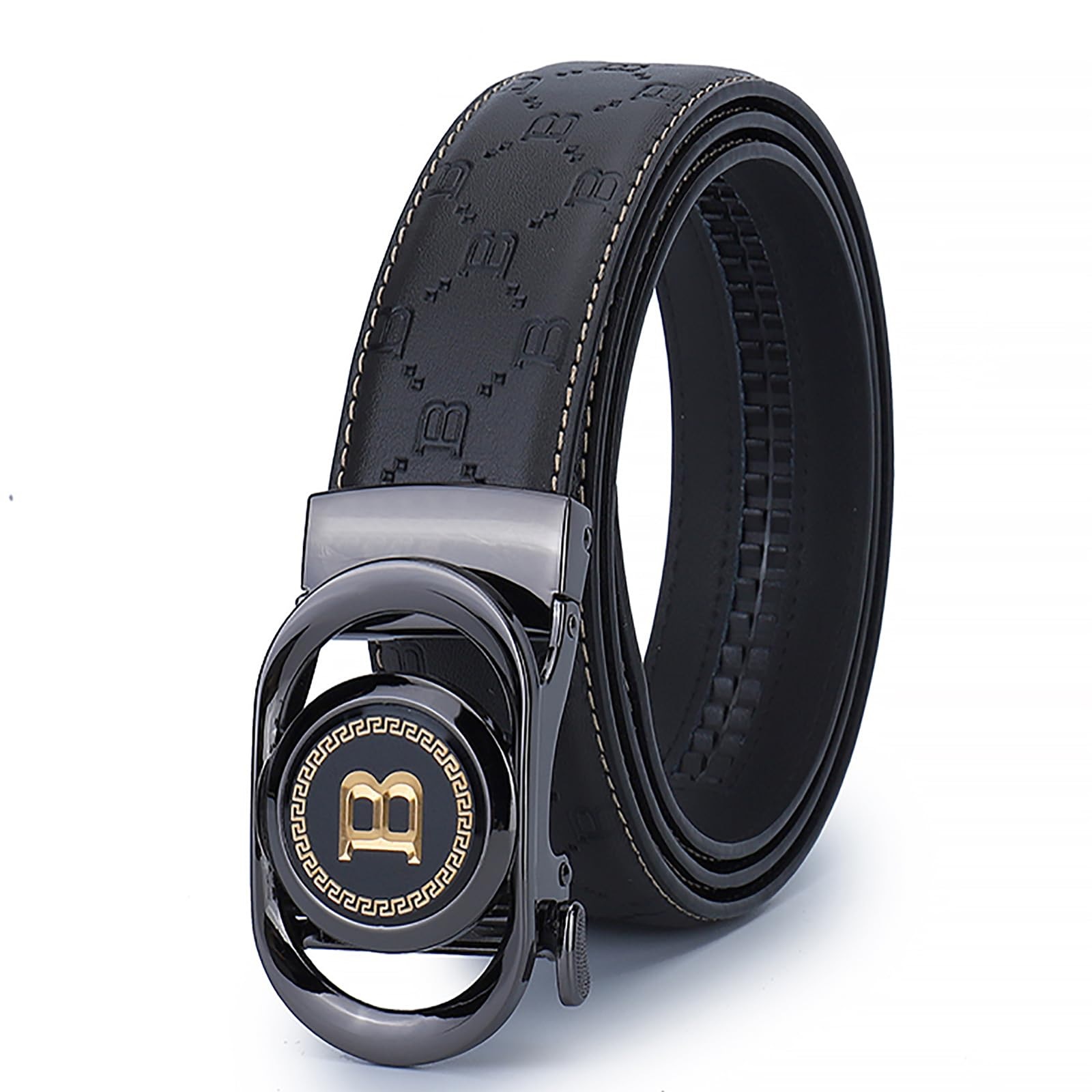 Cinturón de cuero genuino para hombre, informal, de negocios, impreso, popular, resistente a los arañazos y al desgaste, hebilla de cinturón, fabricante transfronterizo, venta directa al por mayor