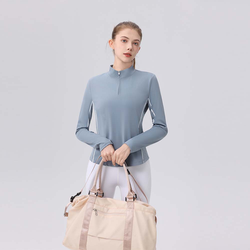 秋冬卸売ジャケットスリム長袖ヨガ女性ヌードフィール通気性スリムスポーツジッパーゴルフテニストップ