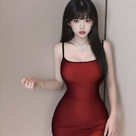 情趣内衣新款收腰显身材网纱吊带裙女弹力包臀裙欧美百搭连衣裙子