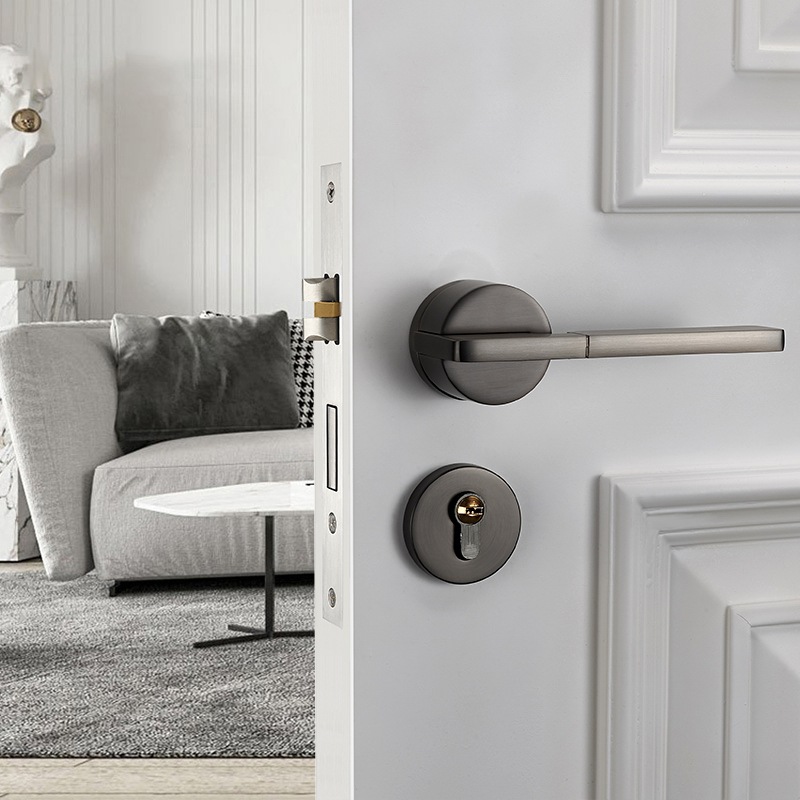 Aleación de aluminio cerradura de la puerta Hogar Universal manija de la puerta manija cerradura puerta de madera dormitorio habitación interior cerradura de la puerta