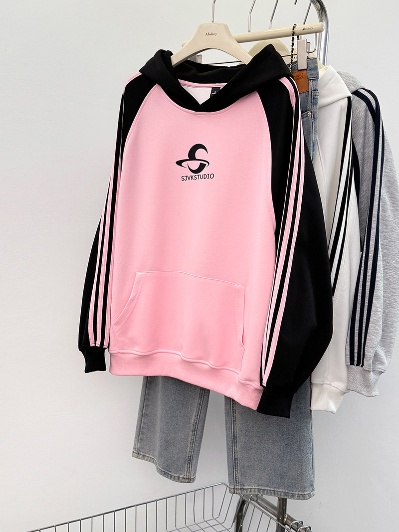 Felpa unisex coppia outfit primavera autunno sottile 2024 felpa con cappuccio stampata larga stile coreano top 100 kg_voghion.com