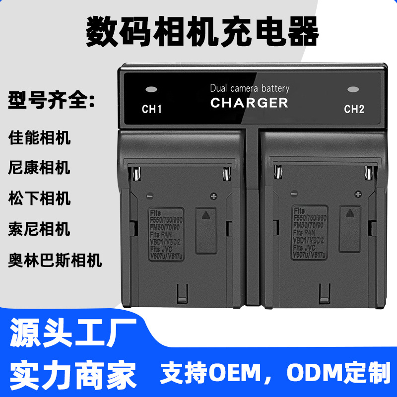 Factory Direct Sales Suitable for Sony NP-f550/f970/FV50 Battery Dual Charger Camera Photography Light